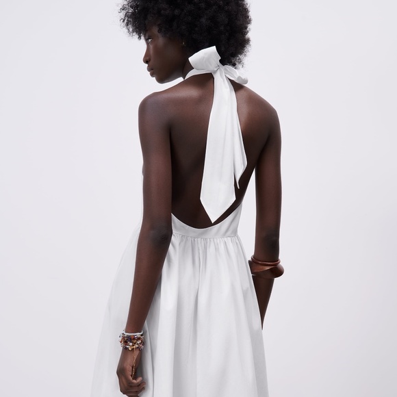 Zara Dresses & Skirts - Zara White Halter Poplin Maxi Dress
